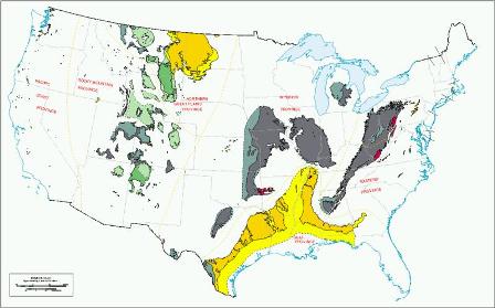 Map of coal regions in the US